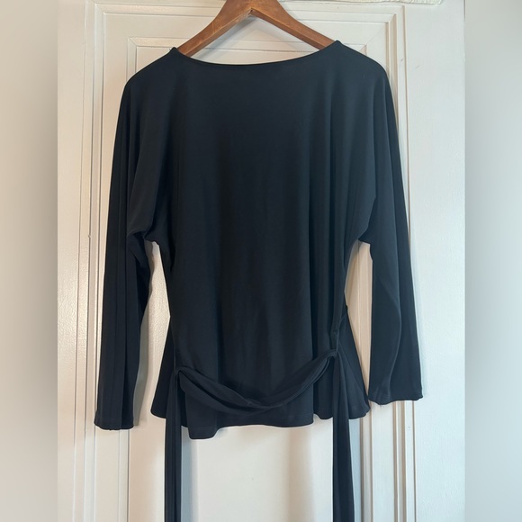 Banana Republic Black Long Sleeve Wrap Effect Top Size Large - Picture 4 of 8